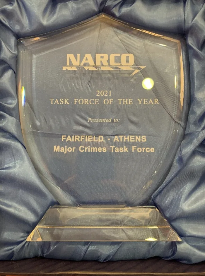 Glass Ohio NARCO 2021 Task Force of the Year award presented to the Fairfield-Athens Major Crimes Task Force